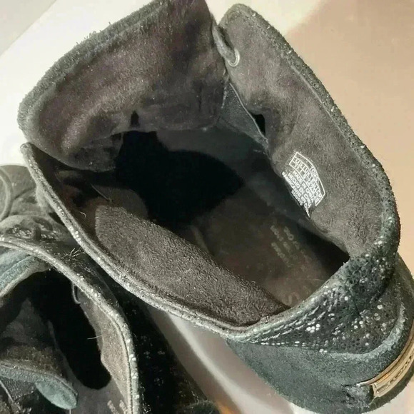 TOMS Desert Wedge Lace Up Ankle Bootie suede shimmering women’s shoe size 11 - Picture 6 of 9